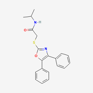 2-((4,5-Diphenyloxazol-2-yl)thio)-N-isopropylacetamide chemical structure (CAS 565466-26-4)