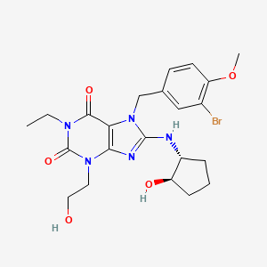 7-(3-Bromo-4-methoxybenzyl)-1-ethyl-8-(((1R,2R)-2-hydroxycyclopentyl)amino)-3-(2-hydroxyethyl)-3,7-dihydro-1H-purine-2,6-dione chemical structure (CAS 569351-91-3)