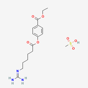 Ethyl 4-((6-guanidinohexanoyl)oxy)benzoate methanesulfonate chemical structure (CAS 56974-61-9)