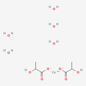 Calcium 2-hydroxypropanoate pentahydrate chemical structure (CAS 5743-47-5)