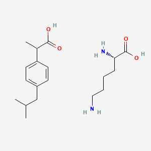 (S)-2,6-Diaminohexanoic acid 2-(4-isobutylphenyl)propanoic acid salt chemical structure (CAS 57469-77-9)