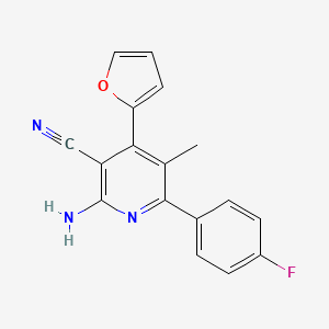 2-Amino-6-(4-fluorophenyl)-4-(furan-2-yl)-5-methylnicotinonitrile chemical structure (CAS 575471-15-7)