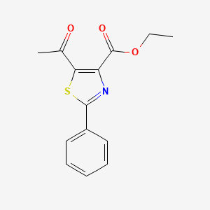 Ethyl 5-acetyl-2-phenylthiazole-4-carboxylate chemical structure (CAS 57560-93-7)