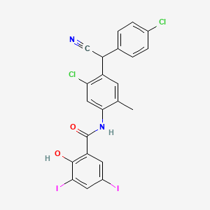 N-(5-Chloro-4-((4-chlorophenyl)(cyano)methyl)-2-methylphenyl)-2-hydroxy-3,5-diiodobenzamide chemical structure (CAS 57808-65-8)