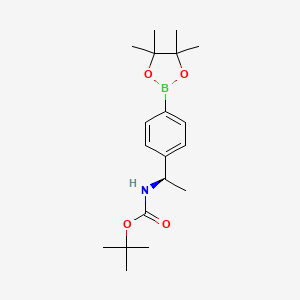 (R)-tert-Butyl (1-(4-(4,4,5,5-tetramethyl-1,3,2-dioxaborolan-2-yl)phenyl)ethyl)carbamate chemical structure (CAS 578729-05-2)