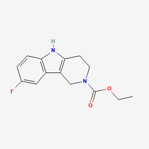 Ethyl 8-fluoro-1,3,4,5-tetrahydro-2H-pyrido[4,3-b]indole-2-carboxylate chemical structure (CAS 58038-66-7)