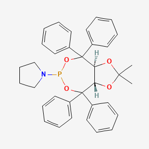 1-((3AS,8aS)-2,2-dimethyl-4,4,8,8-tetraphenyltetrahydro-[1,3]dioxolo[4,5-e][1,3,2]dioxaphosphepin-6-yl)pyrrolidine chemical structure (CAS 582298-51-9)