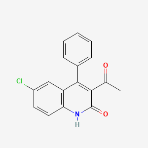 1-(6-Chloro-2-hydroxy-4-phenylquinolin-3-yl)ethanone chemical structure (CAS 58375-08-9)