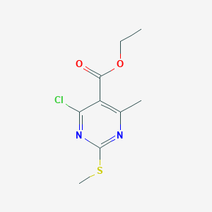 Ethyl 4-chloro-6-methyl-2-(methylthio)pyrimidine-5-carboxylate chemical structure (CAS 583878-42-6)