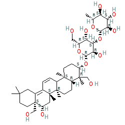 (2S,3R,4S,5S,6R)-2-(((2R,3R,4S,5S,6R)-3,5-Dihydroxy-2-(((3S,4R,4aR,6aR,6bS,8S,8aS,14aR,14bS)-8-hydroxy-4,8a-bis(hydroxymethyl)-4,6a,6b,11,11,14b-hexamethyl-1,2,3,4,4a,5,6,6a,6b,7,8,8a,9,10,11,12,14a,14b-octadecahydropicen-3-yl)oxy)-6-methyltetrahydro-2H-pyran-4-yl)oxy)-6-(hydroxymethyl)tetrahydro-2H-pyran-3,4,5-triol chemical structure (CAS 58558-08-0)