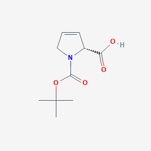 (R)-1-(tert-Butoxycarbonyl)-2,5-dihydro-1H-pyrrole-2-carboxylic acid chemical structure (CAS 58617-29-1)
