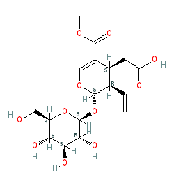 2-((2S,3R,4S)-5-(Methoxycarbonyl)-2-(((2S,3R,4S,5S,6R)-3,4,5-trihydroxy-6-(hydroxymethyl)tetrahydro-2H-pyran-2-yl)oxy)-3-vinyl-3,4-dihydro-2H-pyran-4-yl)acetic acid chemical structure (CAS 58822-47-2)
