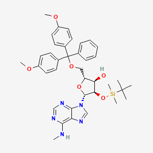 (2R,3R,4R,5R)-2-((Bis(4-methoxyphenyl)(phenyl)methoxy)methyl)-4-((tert-butyldimethylsilyl)oxy)-5-(6-(methylamino)-9H-purin-9-yl)tetrahydrofuran-3-ol chemical structure (CAS 588698-75-3)