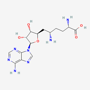 (2S,5S)-2,5-Diamino-6-((2R,3S,4R,5R)-5-(6-amino-9H-purin-9-yl)-3,4-dihydroxytetrahydrofuran-2-yl)hexanoic acid chemical structure (CAS 58944-73-3)