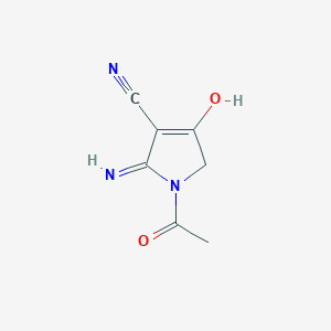 1-Acetyl-2-amino-4,5-dihydro-4-oxo-1H-pyrrole-3-carbonitrile chemical structure (CAS 590374-61-1)