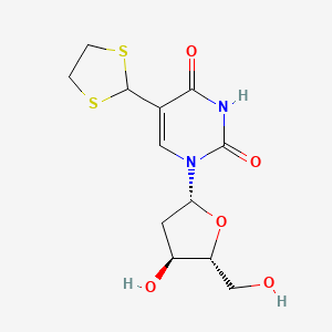 5-(1,3-Dithiolan-2-yl)-1-((2R,4S,5R)-4-hydroxy-5-(hydroxymethyl)tetrahydrofuran-2-yl)pyrimidine-2,4(1H,3H)-dione chemical structure (CAS 59090-53-8)