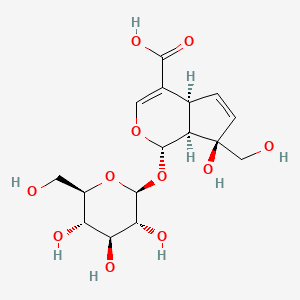 (1S,4aS,7R,7aS)-7-Hydroxy-7-(hydroxymethyl)-1-(((2S,3R,4S,5S,6R)-3,4,5-trihydroxy-6-(hydroxymethyl)tetrahydro-2H-pyran-2-yl)oxy)-1,4a,7,7a-tetrahydrocyclopenta[c]pyran-4-carboxylic acid chemical structure (CAS 5945-50-6)