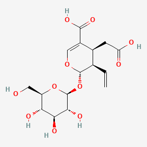 (2S,3R,4S)-4-(Carboxymethyl)-2-(((2S,3R,4S,5S,6R)-3,4,5-trihydroxy-6-(hydroxymethyl)tetrahydro-2H-pyran-2-yl)oxy)-3-vinyl-3,4-dihydro-2H-pyran-5-carboxylic acid chemical structure (CAS 59472-23-0)