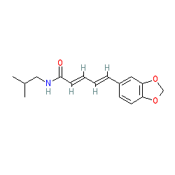 (2E,4E)-5-(Benzo[d][1,3]dioxol-5-yl)-N-isobutylpenta-2,4-dienamide chemical structure (CAS 5950-12-9)