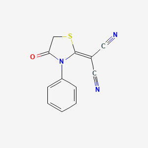 2-(4-Oxo-3-phenylthiazolidin-2-ylidene)malononitrile chemical structure (CAS 59615-89-3)