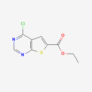 Ethyl 4-chlorothieno[2,3-d]pyrimidine-6-carboxylate chemical structure (CAS 596794-91-1)