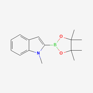 1-Methyl-2-(4,4,5,5-tetramethyl-1,3,2-dioxaborolan-2-yl)-1H-indole chemical structure (CAS 596819-10-2)