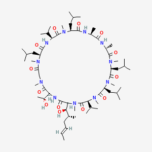 (3S,6S,9S,12R,15S,18S,21S,24S,30S,33S)-33-((1R,2R,E)-1-Hydroxy-2-methylhex-4-en-1-yl)-30-((R)-1-hydroxyethyl)-6,9,18,24-tetraisobutyl-3,21-diisopropyl-1,4,7,10,12,15,19,25,28-nonamethyl-1,4,7,10,13,16,19,22,25,28,31-undecaazacyclotritriacontan-2,5,8,11,14,17,20,23,26,29,32-undecaone chemical structure (CAS 59787-61-0)