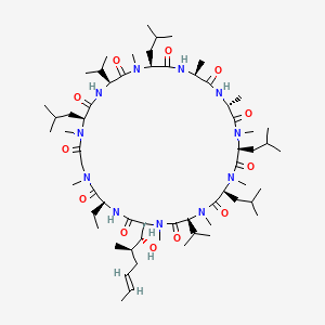 (3S,6S,9R,12R,15S,18S,21S,24S,30S,33S)-30-Ethyl-33-((1R,2R,E)-1-hydroxy-2-methylhex-4-en-1-yl)-6,9,18,24-tetraisobutyl-3,21-diisopropyl-1,4,7,10,12,15,19,25,28-nonamethyl-1,4,7,10,13,16,19,22,25,28,31-undecaazacyclotritriacontan-2,5,8,11,14,17,20,23,26,29,32-undecaone chemical structure (CAS 59865-13-3)