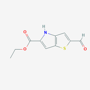 Ethyl 2-formyl-4H-thieno[3,2-b]pyrrole-5-carboxylate chemical structure (CAS 59958-27-9)