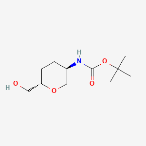 tert-Butyl ((3R,6S)-6-(hydroxymethyl)tetrahydro-2H-pyran-3-yl)carbamate chemical structure (CAS 603130-12-7)