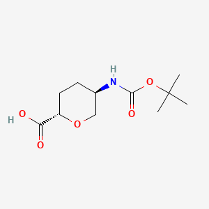 (2S,5R)-5-((tert-Butoxycarbonyl)amino)tetrahydro-2H-pyran-2-carboxylic acid chemical structure (CAS 603130-13-8)