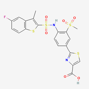 2-(4-(5-Fluoro-3-methylbenzo[b]thiophene-2-sulfonamido)-3-(methylsulfonyl)phenyl)thiazole-4-carboxylic acid chemical structure (CAS 603987-59-3)