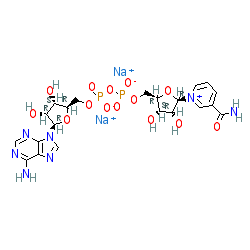 ((2R,3S,4R,5R)-5-(6-Aminopurin-9-yl)-3,4-dihydroxy-oxolan-2-yl)methoxy-((((2R,3S,4R,5R)-5-(3-carbamoyl-4H-pyridin-1-yl)-3,4-dihydroxy-oxolan-2-yl)methoxy)hydroxyphosphoryl)oxyphosphinic acid disodium salt chemical structure (CAS 606-68-8)
