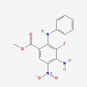 Methyl 4-amino-3-fluoro-5-nitro-2-(phenylamino)benzoate chemical structure (CAS 606093-58-7)