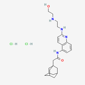 2-(Adamantan-1-yl)-N-(2-((2-((2-hydroxyethyl)amino)ethyl)amino)quinolin-5-yl)acetamide dihydrochloride chemical structure (CAS 607378-18-7)