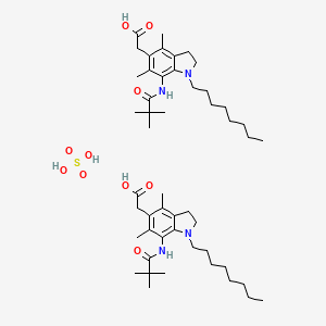2-(4,6-Dimethyl-1-octyl-7-pivalamidoindolin-5-yl)acetic acid sulfate(2:1) chemical structure (CAS 608510-47-0)