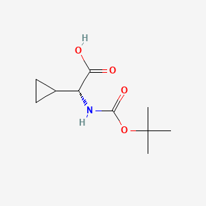 (R)-2-((tert-Butoxycarbonyl)amino)-2-cyclopropylacetic acid chemical structure (CAS 609768-49-2)