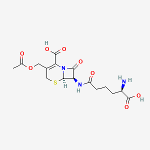 (6R,7R)-3-(Acetoxymethyl)-7-((R)-5-amino-5-carboxypentanamido)-8-oxo-5-thia-1-azabicyclo[4.2.0]oct-2-ene-2-carboxylic acid chemical structure (CAS 61-24-5)