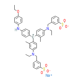 Sodium 3-(((4-((4-((4-ethoxyphenyl)amino)phenyl)(4-(ethyl(3-sulfonatobenzyl)iminio)-2-methylcyclohexa-2,5-dien-1-ylidene)methyl)-3-methylphenyl)(ethyl)amino)methyl)benzenesulfonate chemical structure (CAS 6104-58-1)