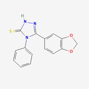 5-(Benzo[d][1,3]dioxol-5-yl)-4-phenyl-4H-1,2,4-triazole-3-thiol chemical structure (CAS 61066-46-4)