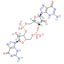 9,9'-((2R,3R,3aS,7aR,9R,10R,10aS,14aR)-3,5,10,12-Tetrahydroxy-5,12-dioxidooctahydro-2H,7H-difuro[3,2-d:3',2'-j][1,3,7,9]tetraoxa[2,8]diphosphacyclododecine-2,9-diyl)bis(2-amino-3,9-dihydro-6H-purin-6-one) chemical structure (CAS 61093-23-0)