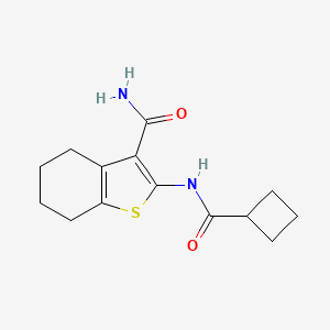 2-(Cyclobutanecarboxamido)-4,5,6,7-tetrahydrobenzo[b]thiophene-3-carboxamide chemical structure (CAS 612829-80-8)