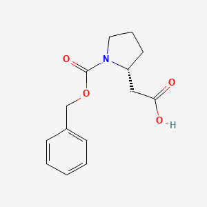 (R)-2-(1-((Benzyloxy)carbonyl)pyrrolidin-2-yl)acetic acid chemical structure (CAS 61350-64-9)