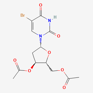 ((2R,3S,5R)-3-Acetoxy-5-(5-bromo-2,4-dioxo-3,4-dihydropyrimidin-1(2H)-yl)tetrahydrofuran-2-yl)methyl acetate chemical structure (CAS 6161-23-5)