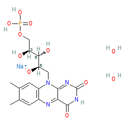 Sodium (2R,3S,4S)-5-(7,8-dimethyl-2,4-dioxo-3,4-dihydrobenzo[g]pteridin-10(2H)-yl)-2,3,4-trihydroxypentyl hydrogenphosphate dihydrate chemical structure (CAS 6184-17-4)