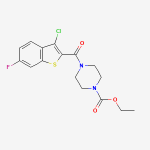 Ethyl 4-(3-chloro-6-fluorobenzo[b]thiophene-2-carbonyl)piperazine-1-carboxylate chemical structure (CAS 620570-09-4)