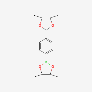 4,4,5,5-Tetramethyl-2-[4-(4,4,5,5-tetramethyl-1,3-dioxolan-2-yl)phenyl]-1,3,2-dioxaborolane chemical structure (CAS 620595-02-0)