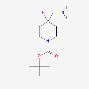 tert-Butyl 4-(aminomethyl)-4-fluoropiperidine-1-carboxylate chemical structure (CAS 620611-27-0)