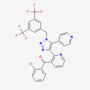 (2-(1-(3,5-Bis(trifluoromethyl)benzyl)-5-(pyridin-4-yl)-1H-1,2,3-triazol-4-yl)pyridin-3-yl)(2-chlorophenyl)methanone chemical structure (CAS 622370-35-8)