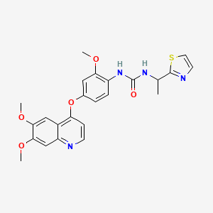 1-(4-((6,7-Dimethoxyquinolin-4-yl)oxy)-2-methoxyphenyl)-3-(1-(thiazol-2-yl)ethyl)urea chemical structure (CAS 623142-96-1)